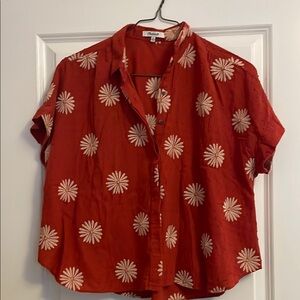 Madewell Flowy Red Floral Women's Top